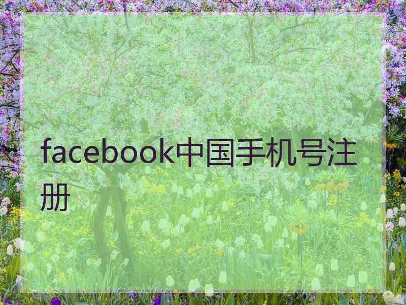 facebook中国手机号注册