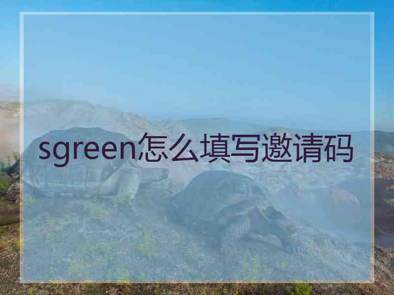 sgreen怎么填写邀请码