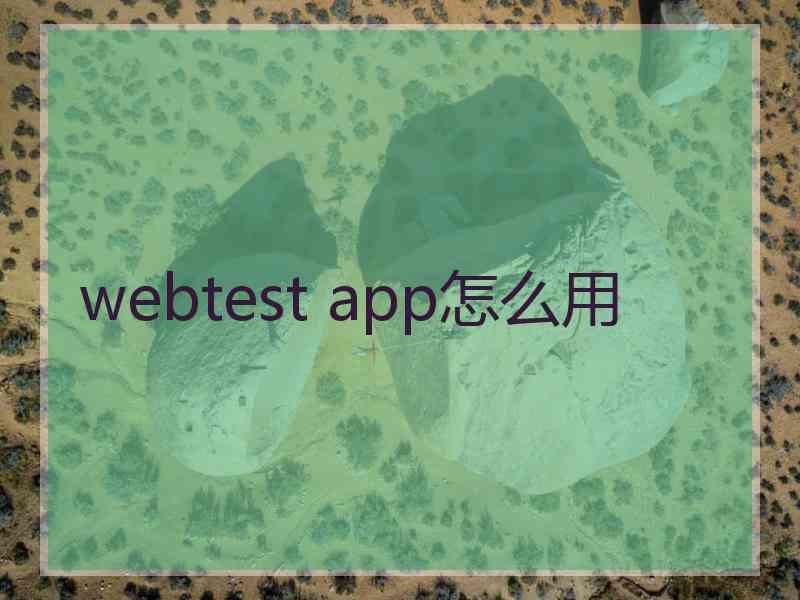 webtest app怎么用